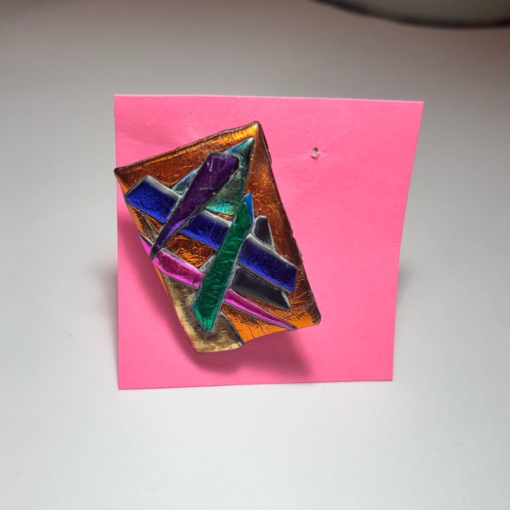 Colorful Abstract Rectangular Brooch